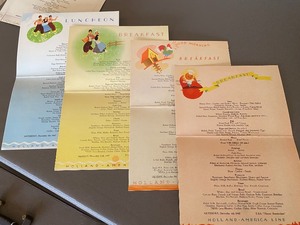 lot 297A image: 12 Vintage Holland America Cruise Ship Menus