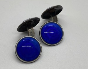 lot 332 image: David Anderson Sterling Silver Cobalt Blue Cufflinks