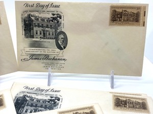 lot 350 image: Eight First Day Issue James Buchanan Envelope and Stamps