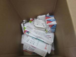 lot 65 image: box of pens,paper, printer ink and ...