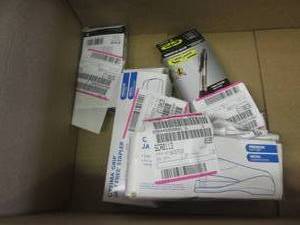 lot 67 image: box with staplers , pens and 500 #1...