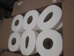 lot 157 image: 12 rolls of white 2-ply jumbo roll ...
