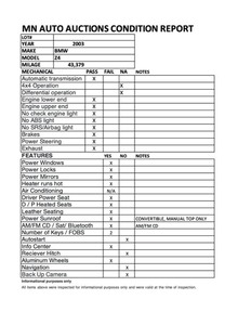 lot 7260 image: 2003 BMW Z4 Roadster Convertible - 43,382 Miles - 2 Owner - Rust Free Georgia Car