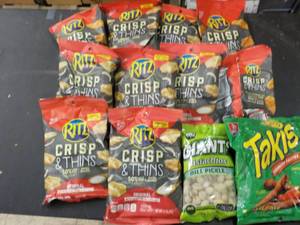 Ritz Crisps, Pistachios and Takis ...