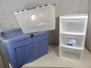 lot 188 image: Totes and 3 Drawer Organizer