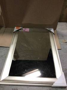 Medium Rectangle Silver Tone Hooks Contemporary Mirror (30 in. H x 42 in. W)&nbsp&nbspCustomer Returns Open Box See Pictures