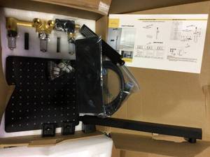2- -Spray Patterns 10 in. Wall Mount Dual Shower Heads with Handheld and Tub Spout Shower System in Matte Black by Boyel Living&nbsp&nbspCustomer Returns Open Box See Pictures