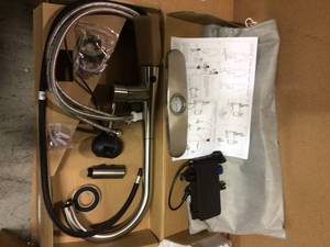 Single-Handle Pull-Down Sprayer Kitchen Faucet in Brushed Nickel by Runfine&nbsp&nbspCustomer Returns Open Box See Pictures