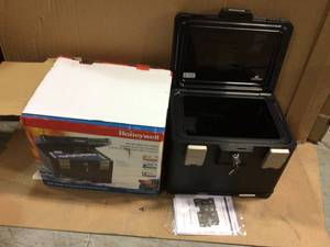 0.60 cu. ft. Molded Fire Resistant and Waterproof Filing Chest Safe with Key and Double Latch Lock by Honeywell&nbsp&nbspCustomer Returns Open Box See Pictures