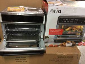 30Qt Touchscreen Air Fryer Toaster Oven with 3 Cooking Levels, Dehydration, Accessories, &amp Recipe Book by ARIA&nbsp&nbspCustomer Returns Open Box See Pictures