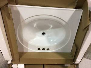 BATHROOM UNDERMOUNT 3 HOLES SINK WHITE&nbsp&nbspCustomer Returns Open Box See Pictures