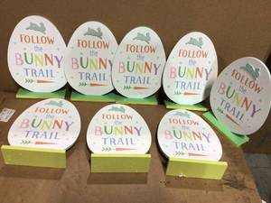 Follow The Bunny Trail Easter Wood Free Standing Sign - Spritz&nbsp&nbspCustomer Returns Open Box See Pictures