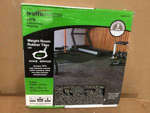 18 in. x 18 in. Rubber GymExercise Flooring Tiles with Nike Grind (14.32 sq. ft.) (6-Pack) Colors will Vary by TrafficMaster&nbsp&nbspCustomer Returns Open Box See Pictures