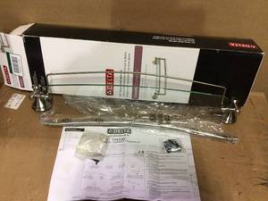 Cassidy 24 in. Glass Bathroom Shelf with Towel Bar in Stainless by Delta&nbsp&nbspCustomer Returns Open Box See Pictures