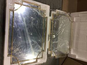 Medium Rectangle Gold Contemporary Mirror (35.4 in. H x 23.6 in. W)&nbsp&nbspCustomer Returns Open Box See Pictures