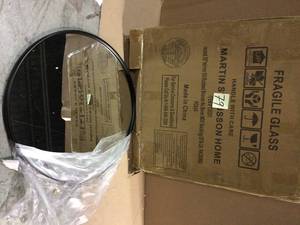Medium Round Oil Rubbed Bronze Hooks Modern Mirror (30 in. H x 30 in. W)&nbsp&nbspCustomer Returns Open Box See Pictures