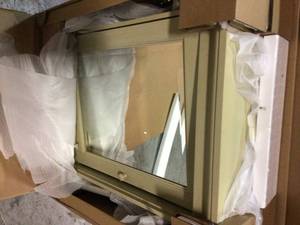 Cottage 23-34 in. W x 29 in. H x 8 in. D Surface-Mount Bathroom Medicine Cabinet in Antique White&nbsp&nbspCustomer Returns Open Box See Pictures