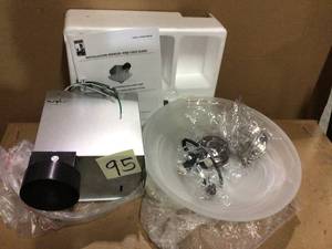 Decorative Round 70 CFM Ceiling Bath Fan with Light and Glass Globe&nbsp&nbspCustomer Returns Open Box See Pictures