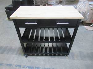 lot 202 image: Stylewell Glenville Black Double Kitchen Cart SK17787Cr2-CBB