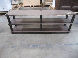 lot 215 image: Furinno 47 in. Dark Brown Particle Board TV Shelf with Open Storage TV14038DBRBK