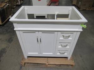 lot 220 image: Foremost Ashburn 36 in. W x 21.75 in. D Vanity Cabinet in White ASWA3621DL