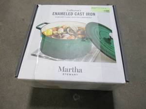 lot 808 image: Martha Stewart Collection Green Enameled Cast Iron Round 6-Qt. Dutch Oven