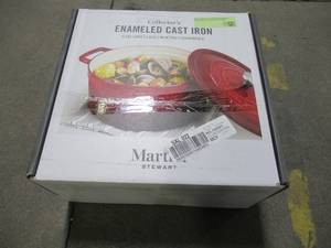 lot 809 image: Martha Stewart Collection Enameled Cast Iron Round 6-Qt. Dutch Oven in Red
