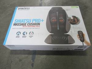 lot 832 image: Homedics Shiatsu Pro Plus Heated Massage Cushion, Heated Vibrating Pad, Dual-Kneading Shiatsu Massager, Back, Shoulder, Thigh & Neck Massager, Fits Most Chairs, MCS-380H