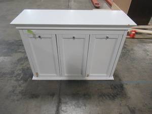 lot 230 image: Home Decorators Collection Hampton Harbor 37 in. Triple Tilt-Out Hamper in White 2601330410
