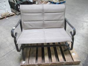 lot 241 image: Hampton Bay Crestridge Steel Padded Sling Outdoor Patio Glider in Putty Taupe FCS60619RL