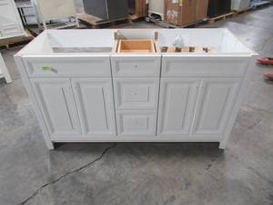 lot 312 image: Home Decorators Collection Brinkhill 60 in. W x 21.65 in. D x 34.25 in. H Bath Vanity Cabinet Only in White BH60-WH