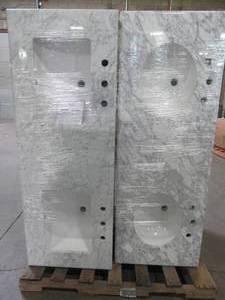lot 114 image: WHOLESALE MIXED PALLET OF 2 Vanity Cabinets with Some Damage - For Restore Project.