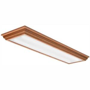lot 407 image: Lithonia Lighting Cambridge 4 ft. Oak LED Flush Mount, FMFL30840CAMLOA