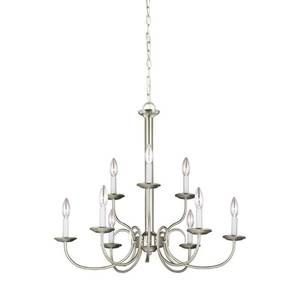 lot 413 image: Sea Gull Lighting Holman 9-Light Brushed Nickel Chandelier, 32810EN-962