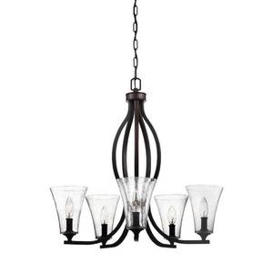lot 416 image: Feiss Marteau 5-Light Oil Rubbed Bronze Single Tier Chandelier Shade, F31125ORB