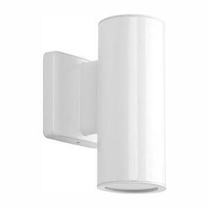 lot 422 image: Progress Lighting Cylinders Collection 1-Light White Integrated LED 8.25 in. Outdoor Wall Mount Cylinder Light, P563001-030-30K