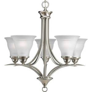 lot 423 image: Progress Lighting Trinity 5-Light Brushed Nickel Chandelier, P4328-09