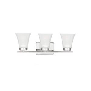 lot 430 image: Sea Gull Lighting Bayfield 3-Light Chrome Wall Sconce with LED Bulbs, 4411603EN3-05