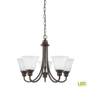 lot 437 image: Sea Gull Lighting Windgate 5-Light Heirloom Bronze Chandelier Uses LED Bulbs, 35940EN3-782