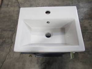 lot 332 image: Legion Furniture 17 in. W x 13 in. D Vanity in Blue with Ceramic Vanity Top in White with White Basin WLF9318-B