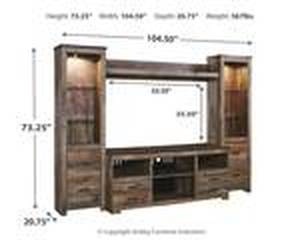 lot 75 image: BRAND NEW Signature Design By Ashley Trinell 4-Piece Entertainment Center. W446W2 - 4 Boxes.