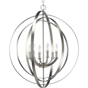 lot 453 image: Progress Lighting Equinox 6-Light Burnished Silver Transitional Globe Chandelier P3889-126