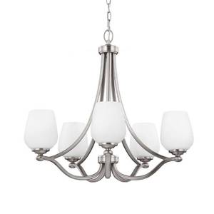lot 457 image: Sea Gull Lighting Vintner 5-Light Satin Nickel Single-Tier Chandelier Shade, F29605SN