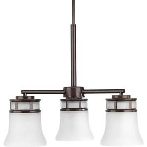 lot 461 image: Progress Lighting Cascadia 3-Light Antique Bronze Transitional Etched Glass Shaded Chandelier, P4612-20