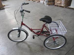 lot 42 image: Mantis Tri-Rad 24 Burgundy Adult Folding Tricycle MA01A-16