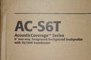 lot 59 image: Box  Pair of New QSC AC-S6T Small Format Surface Mount Professional Acoustic Coverage Series Audio Speakers