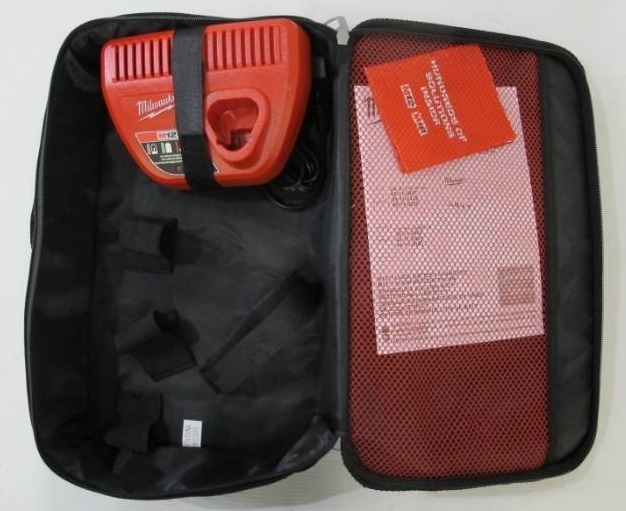 lot 101 image: Milwaukee 48-59-2401 M12 Lithium Ion Battery Charger with Canvas Storage Bag