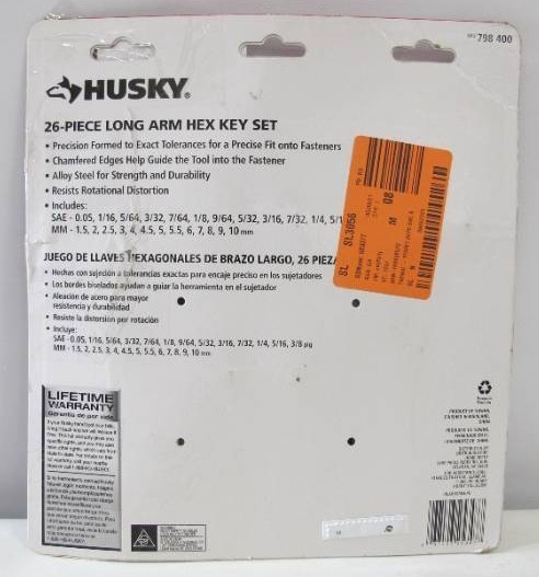 lot 115 image: Husky SAEMetric Long Arm Hex Key Set (25-Piece)