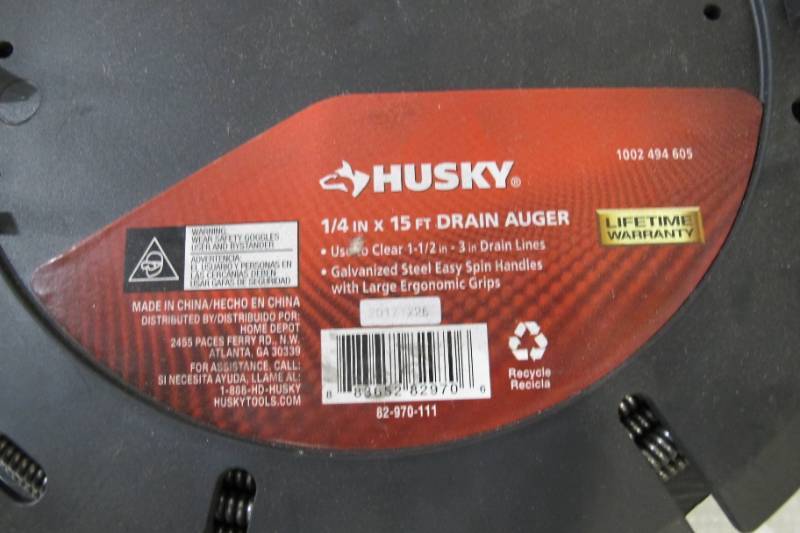 lot 107 image: Husky 14 in. x 15 ft. Drain Auger