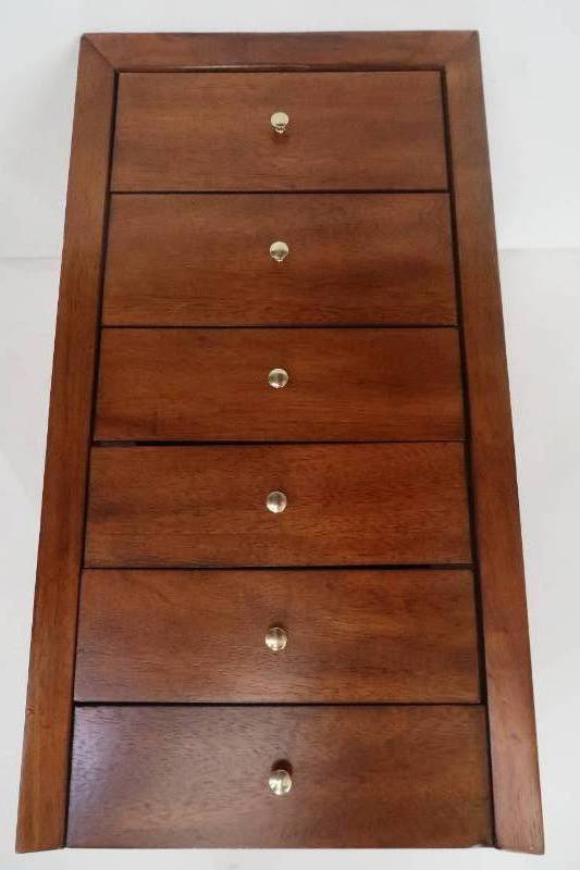 lot 28 image: Wesley Jewelry Armoire in Dark Sienna - Southern Enterprises JS1610